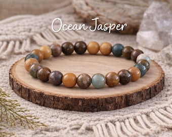 Ocean Jasper Bracelet | RENEWAL/Self ACCEPTANCE/EMOTIONAL Issues | Chakra Bracelet | Crystal Healing Bracelet | Boho Gemstone Jewelry