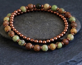 Chrysocolla Bracelet | DIVINE Connection/CHAKRA Aligning/Joy/Phobia | Double Wrap Stretchy Gemstone Bracelet | Original Handmade Jewelry