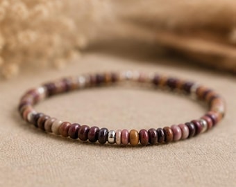 Mookaite Jasper Bracelet | 4mm beads | Australian Jasper | Fine Dainty Gemstone Bracelet | Delicate Boho Jewelry | Natural Jewelry | 7 1/4"
