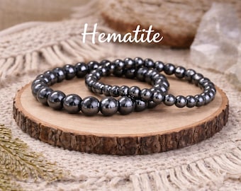 Hematite Bracelets Set | GROUNDING | PROTECTION | CONFIDENCE | Root Chakra Bracelets | Healing Gemstone Bracelet | Boho Jewelry | 6 or 8mm