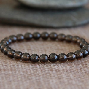 Pulsera de cuarzo ahumado-CENTRADO/ALCANZAMIENTO DE META/Pulsera de protección-Pulsera de apilamiento de yoga-Pulsera de piedras preciosas-Pulsera de tono natural orgánico imagen 7