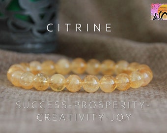 Citrine Bracelet | SUCCESS/PROSPERITY/CREATIVITY/Joy | Solar Plexus Chakra | Stretchy Gemstone Bracelet | Boho Jewelry | Crystal Healing