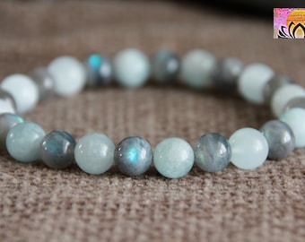 Labradorite Aquamarine Bracelet-TRUE to Yourself/AWAKEN/PROTECTION-Gemstone Organic Jewelry-Healing Bracelet-Crystal Bracelets