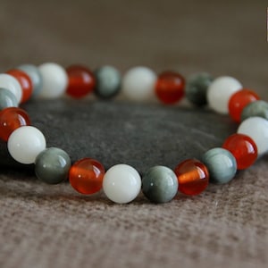 Carnelian Moonstone Eagle Eye Stone Bracelet | COURAGE | FOCUS | SORROW Healing | Statement Bracelet | Gemstone Bracelet | Crystal Healing