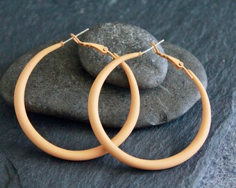 50mm Large Yellow Hoops | 4mm Thick | Sterling Silver Pin |  Bohemian Chic Ethnic Tribal Earrings | Latchback | Original Colourful Hoops