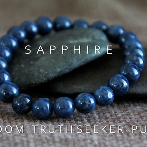 Sapphire Bracelet-7 or 10mm-Grade AAA-SPIRITUAL Seeker/WISDOM/Purity/Love-Precious Natural Gemstone Stretchy Bracelet-Healing Bracelet