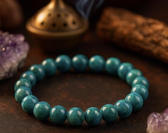Apatite Bracelet | CREATIVITY/IMAGINATION/PSYCHIC Awareness | Natural Quality Gemstone Stretchy Bracelet | Blue Crystal Boho Organic Jewelry