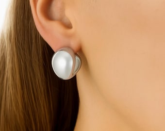 Silver Round Hoops | 17mm | 13mm Thick | Brass Earrings | Round Hinged Hoops | Huggies | Thick Hoops | Ear Stack | Small Hoops