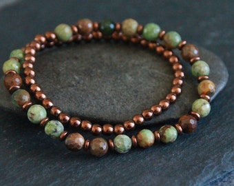 Chrysocolla Bracelet | DIVINE Connection/CHAKRA Aligning/Joy/Phobia | Double Wrap Stretchy Gemstone Bracelet | Original Handmade Jewelry
