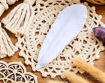 Selenite Charging Plate | Feather | Crystal Cleansing Charging Energising Plate | Gemstone Bracelet | Selenite Decoration | Boho Decor