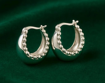 Silver Moon Hoop Earrings | Brass Earrings | 25x15mm | Bohemian Chic Ethnic Tribal Earrings | Boho Hoops | Platinum or Gold | Small Hoops