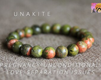 Unakite Bracelet | PREGNANCY/UNCONDITIONAL LOVE/Separation Issue | Natural Gemstone | Healing Crystal Jewelry | Mother Birthing Gift