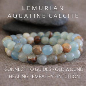 Blue Calcite Bracelet | Lemurian Aquatine Calcite | CONNECT to Guides | Old Wound HEALING | EMPATHY | Intuition | Gemstone Stretch Bracelet
