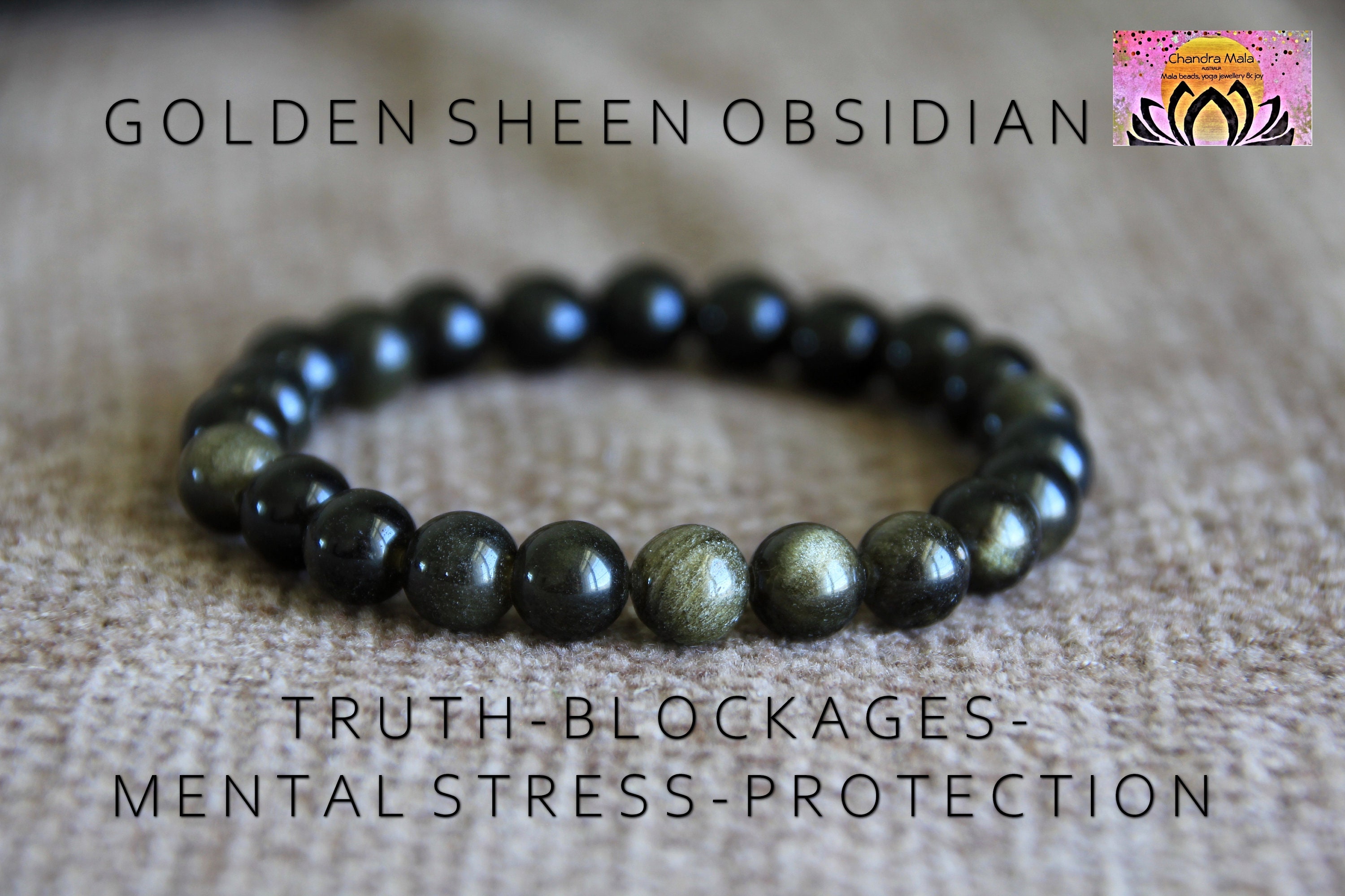 FengShui PiXiu Golden Obsidian Protection Bracelet