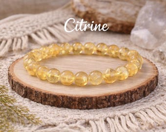 Citrine Bracelet | SUCCESS/PROSPERITY/CREATIVITY/Joy | Solar Plexus Chakra | Stretchy Gemstone Bracelet | Boho Jewelry | Crystal Healing