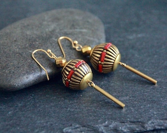 Long Boho Earrings | Original Handmade Earrings | Ethnic Earrings | Statement Earrings | Ceramics Porcelain Decorated Earrings | 55mm Long