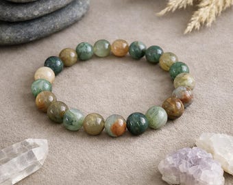 Moss Agate Bracelet | OPTIMISM | New START | RECOVERY | Birthing Crystal | Gemstone Bracelet | Natural Healing Stone Bracelet | 8mm or 10mm