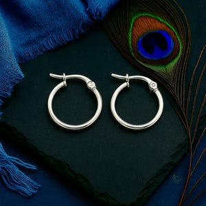 Orecchini a cerchio in argento lucido da 20 mm / Acciaio inossidabile ipoallergenico / Placcato color argento / Piccoli cerchi / Orecchini etnici minimalisti Boho