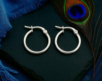 20mm Shiny Silver Hoop Earrings | Hypoallergenic Stainless Steel Earrings | Silver Color Plated | Small Boho Hoops