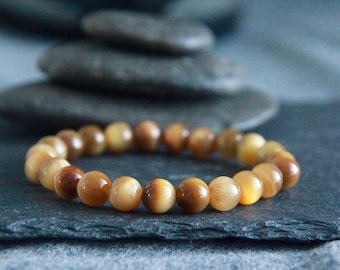 Tigers Eye Bracelet | GROUNDING | STABILISING | PROTECTION | Gemstone Stretchy Bracelet | Crystal Healing Bracelet | Unisex | 8mm Beads