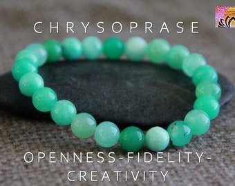 Chrysoprase Bracelet | Australian Jade | 7mm beads | Stretchy Gemstone Bracelet | Quality Original Organic Natural Jewelry | Rare Gemstone