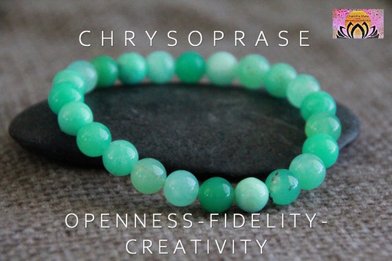 Chrysoprase Natural Gemstone 8mm Bead Stretch Bracelet – Crystal Gemstone  Shop