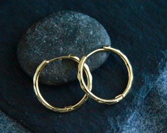 Textured Gold Hoops | 23x24mm | 2.5mm Thick | 18k Gold Earrings | Round Hinged Hoops | Huggies | Thick Hoops | Ear Stack | Small Hoops