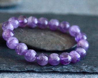 Amethyst Bracelet | 10mm | Deep Purple | INTUITION / PROTECTION / SPIRITUALITY | Natural Gemstone Bracelet | Boho Elegant Quality Jewellery