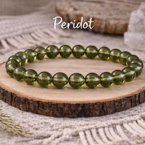 Pulseira de Peridoto | 8 mm | Pulseira de Cristal Verde | DEIXE O PASSADO PARA TRÁS | Ciúme | Abrace o Destino | Pulseira Protetora | Joias Requintadas