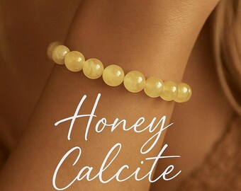Honey Calcite Bracelet | Natural Yellow Golden Calcite | Overcome CHALLENGES and CHANGES | Stress | RESILIENCE | Gemstone Stretchy Bracelet