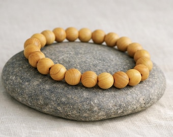 Cedar Wood Bracelet | Aromatic Cedarwood Stretchy Bracelet | Red Cedar Wooden Bracelet | Natural Fragrant Boho Jewelry | 8mm or 10mm Beads