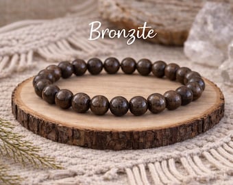 Bronzite Bracelet | PROTECTION/Set your self FREE/GO with Flow | Stretchy Gemstone Bracelet | Natural Organic Stone | Boho Jewelry | 8mm