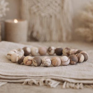 Zebra Jasper Bracelet | BALANCING/Yin YANG/PROTECTION | Organic Boho Gemstone Jewelry | Chakra Healing Bracelet | Matte Jasper | 8mm