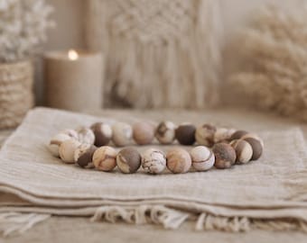 Zebra Jasper Bracelet | BALANCING/Yin YANG/PROTECTION | Organic Boho Gemstone Jewelry | Chakra Healing Bracelet | Matte Jasper | 8mm