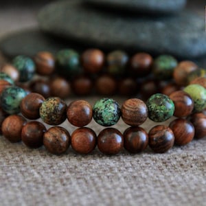 African Turquoise Wood Bracelet-EVOLUTION/NEW PERCEPTIONS/Positive Change-Stretchy Bracelet-Gemstone Bracelet-Natural Organic Jewellery