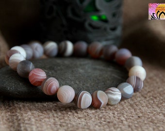 Botswana Agate Bracelet | QUIT Smoking | DEPRESSION | HARMONIZING | Matte Gemstone Bracelet | Natural Crystals | Organic Jewelry | 8mm