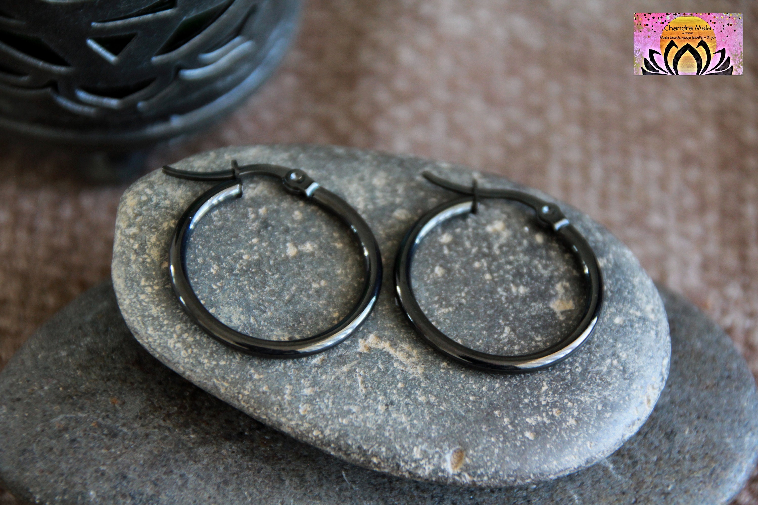 Gunmetal hoop earrings deals