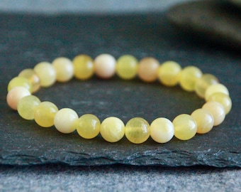 Yellow Opal Bracelet | SERENITY HOPE PROPHECY | Stretchy Gemstone Bracelet | Australian Opal | Quality Organic Natural Jewelry | 8mm