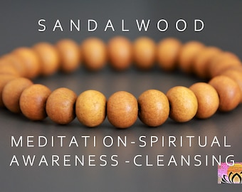 Sandalwood Bracelet | Fragrant Sandalwood Stretchy Bracelet | Real Sandalwood | Bohemian Jewelry | Wood Bead Bracelet 8mm | Natural Jewelry