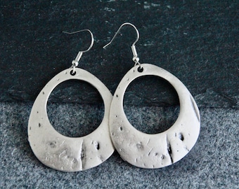Large Silver Hoop Earrings | Antique Silver Metal Earrings | Handcrafted Earrings | Silver Jewellery | Original Bohemian Ethnic Jewellery