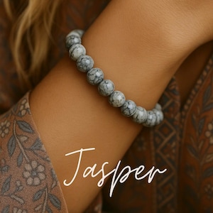Picasso Jasper Bracelet | Yin Yang Energies | GROUNDING | OPTIMISM | Organic Gemstone Boho Bracelet | Root Chakra Healing | 6 or 8mm