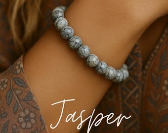 Picasso Jasper Bracelet | Yin Yang Energies | GROUNDING | OPTIMISM | Organic Gemstone Boho Bracelet | Root Chakra Healing | 6 or 8mm