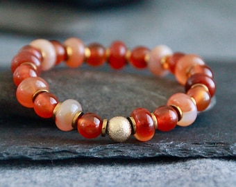 Carnelian Aventurine Bracelet | COURAGE | LUCK | CREATIVITY | Statement Bracelet | Original Natural Gemstone Bracelet | Sacral Root Chakras
