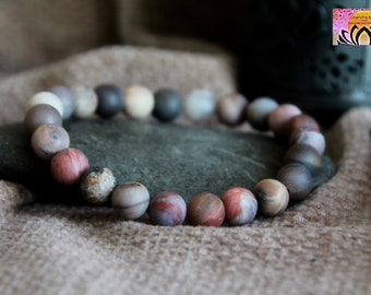 Petrified Wood Bracelet | Deep ROOT/ANXIETY/PANIC/Security | Natural Gemstone Stretchy Bracelet | Organic Earthly Original Creation | 8mm