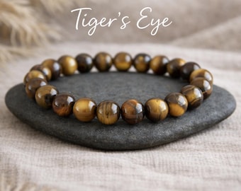 Tigers Eye Bracelet | GROUNDING STABILISING PROTECTION | Gemstone Stretchy Bracelet | Crystal Healing Bracelet | 8mm or 10mm Beads