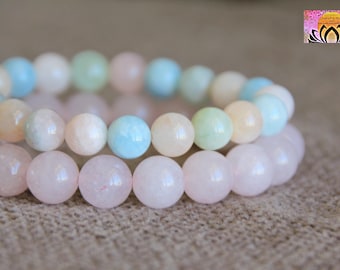 Morganite and Rose Quartz Bracelets Set | DIVINE Love | SPIRITUAL Growth | COMPASSION | Heart Chakra Healing Bracelets | Yoga Boho Jewellery