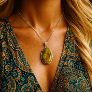 Natural Ocean Jasper Pendant | RENEWAL/EMPATHY/DETACHMENT | Gemstone Pendant | Crystal Healing | Natural Stone Pendant | Atlantis Stone