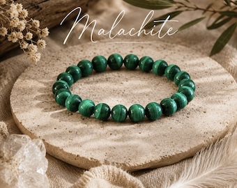Malachite Bracelet | TRANSFORMATION | REBIRTH | PROTECTION | Childbirth | Stretchy Gemstone Bracelet | Quality Natural Stone Jewelry | 8mm