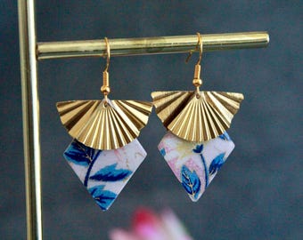 Pink Lotus Flower Earrings | Japanese Paper on Metal Charm | Unique Statement Elegant Earrings | Original Handmade Crafted Artisanal Jewelry