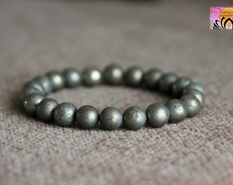 Pyrite Bracelet | PROTECTION | ABUNDANCE | VITALITY | Luck | 6mm | Gemstone Healing Bracelet-Boho Crystal Bracelet | Natural Jewelry
